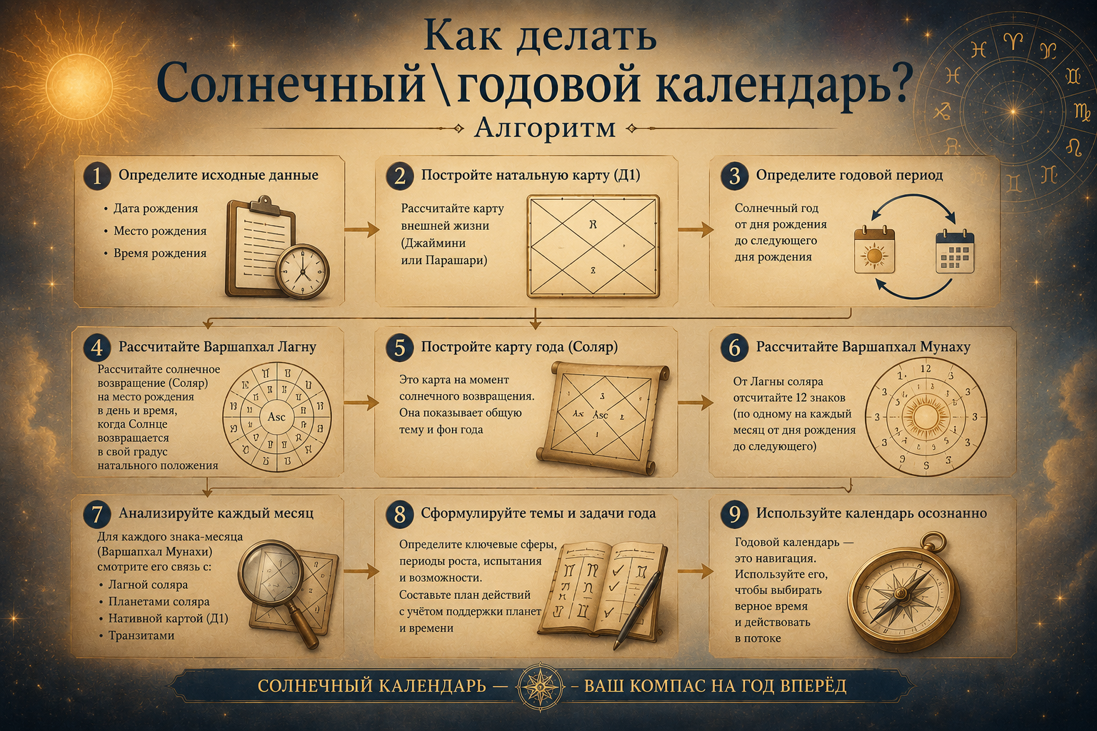 Как делать Солнечный\годовой календарь? Алгоритм